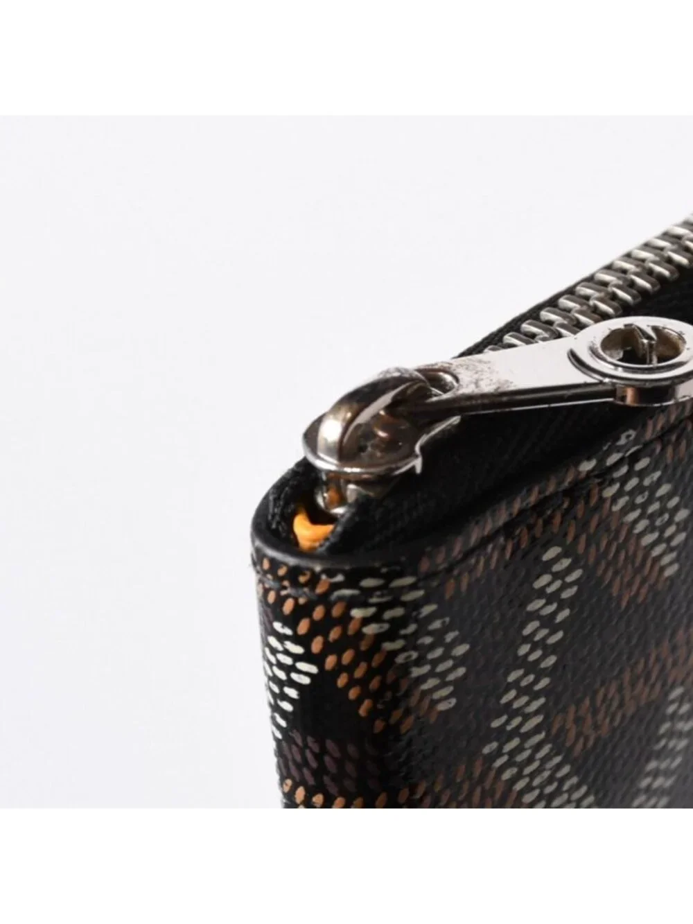 Goyard Matignon PM Card Case Coin Purse Din Canvas Leather Black Silver